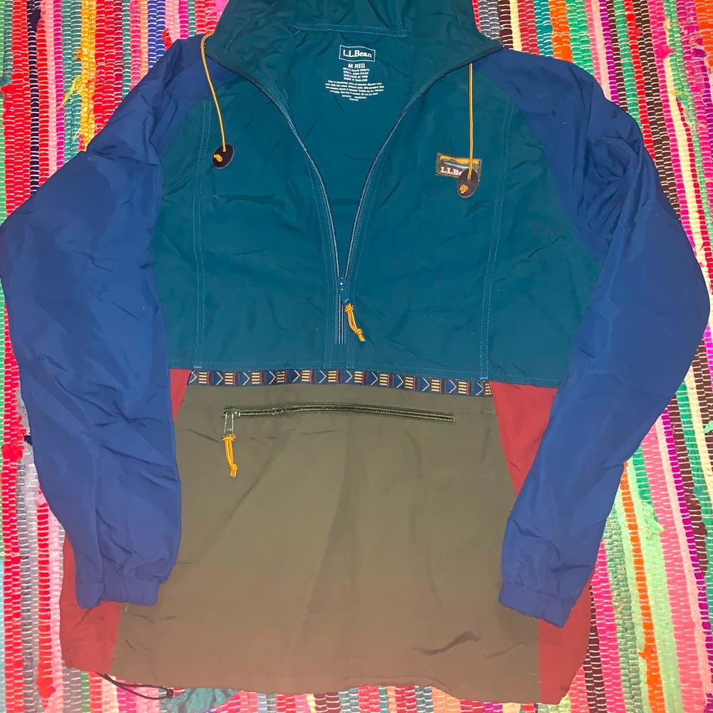 LLBean quarter zip rain jacket multi color